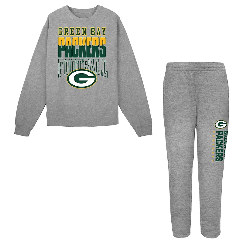 Toddler Outerstuff  Heather Gray Green Bay Packers Crewneck Sweatshirt & Pants Set