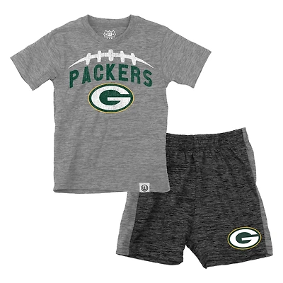 Toddler Wes & Willy Gray Green Bay Packers T-Shirt Contrasting Shorts Set