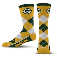 Chaussettes unisexes pour pieds nus Green Bay Packers Argyle Fyre Crew