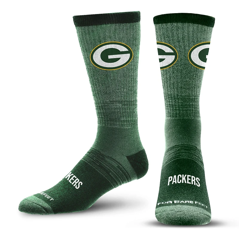 Chaussettes unisexes pieds nus ton sur ton pour l'équipe des Green Bay Packers
