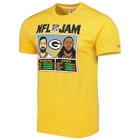 Unisex Homage Aaron Rodgers & Jones Heather Gold Green Bay Packers NFL Jam Tri-Blend T-Shirt