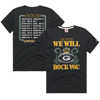Unisex Homage Charcoal Green Bay Packers 2026 NFL Schedule Queen Tri-Blend T-Shirt