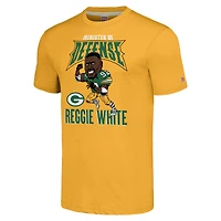 Unisex Homage Reggie White Gold Green Bay Packers Caricature Retired Player Tri-Blend T-Shirt