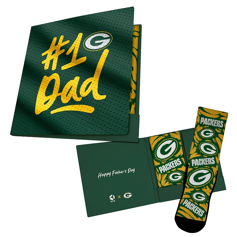 Unisex Rock Em Socks Green Green Bay Packers #1 Dad Gift Card Socks