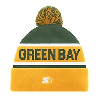 Bonnet en tricot à revers unisexe Starter Gold Green Bay Packers avec pompon