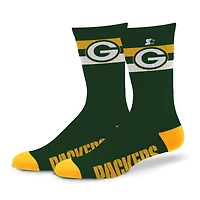 Chaussettes d'équipage unisexes Starter Green Bay Packers Team Color Two-Stripe