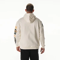 Sweat à capuche unisexe en polaire manches graphiques empilées, couleur crème, des Packers de Green Bay