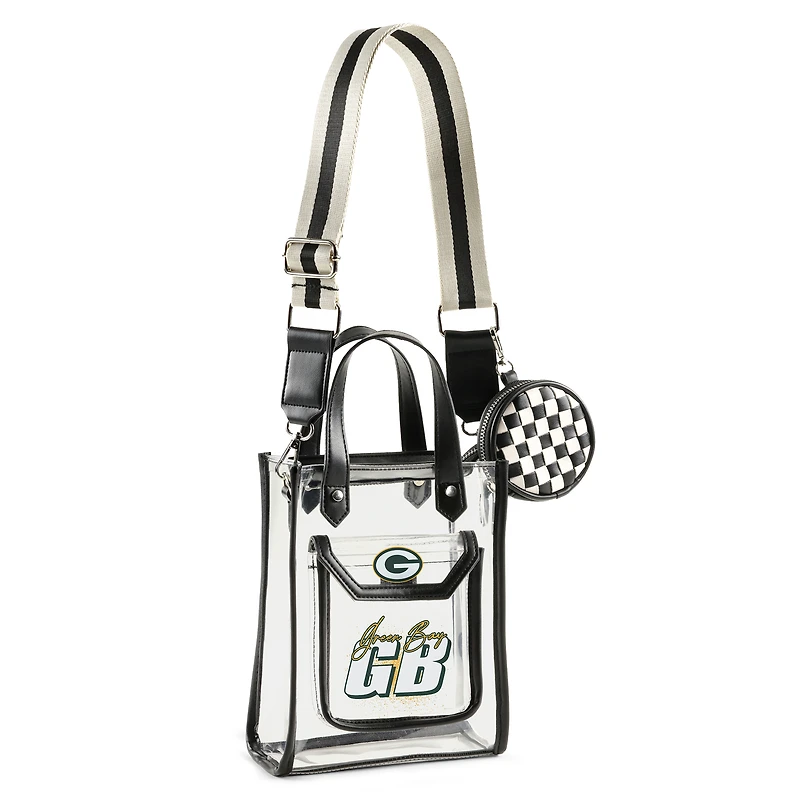 WEAR by Erin Andrews Sac à main transparent à bandoulière avec pochette à monnaie des Green Bay Packers