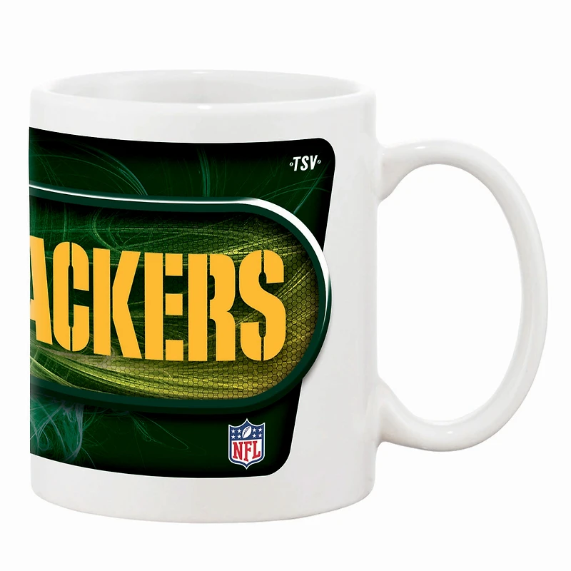 Packers White Green Bay 11oz. Tasse à café sublimée-