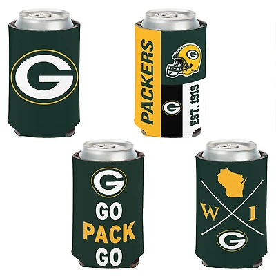 WinCraft Green Bay Packers, paquet de 4, 12 oz. Ensemble refroidisseur de canettes