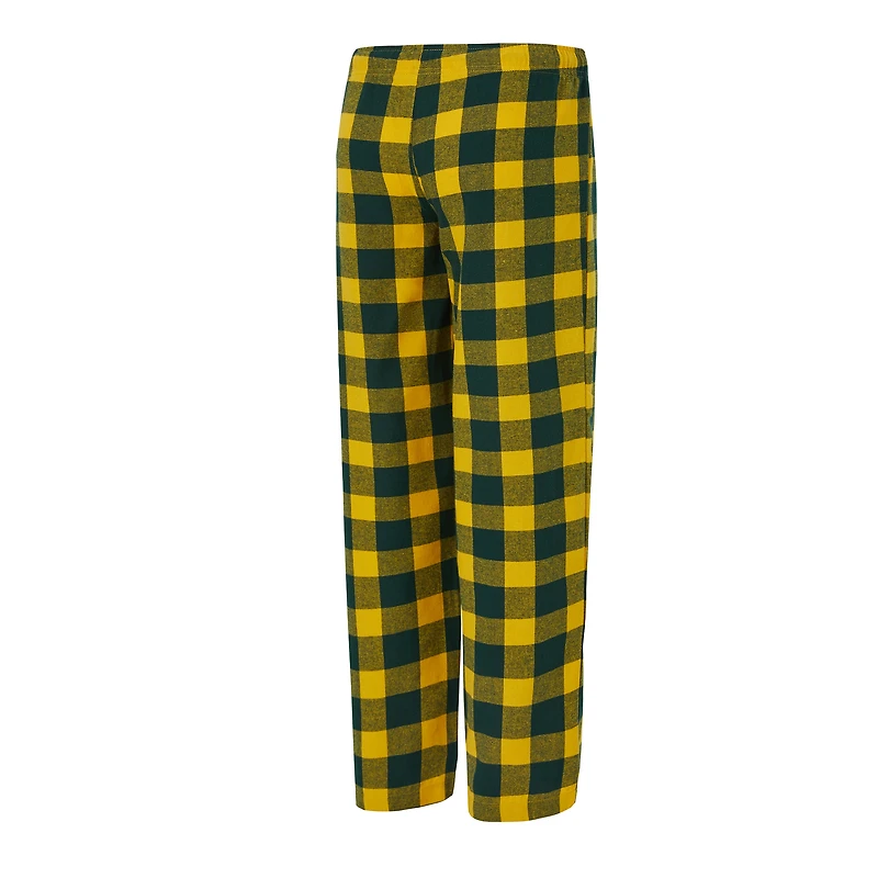 Ensemble pyjama en flanelle avec t-shirt et pantalon Avondale des Packers de Green Bay pour femmes Concepts Sport Green/Gold