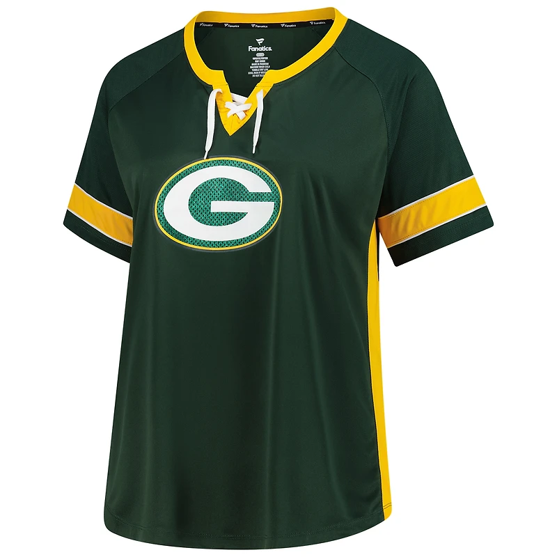 Women's Fanatics Jordan Love Green Bay Packers Plus Name & Number Lace-Up T-Shirt