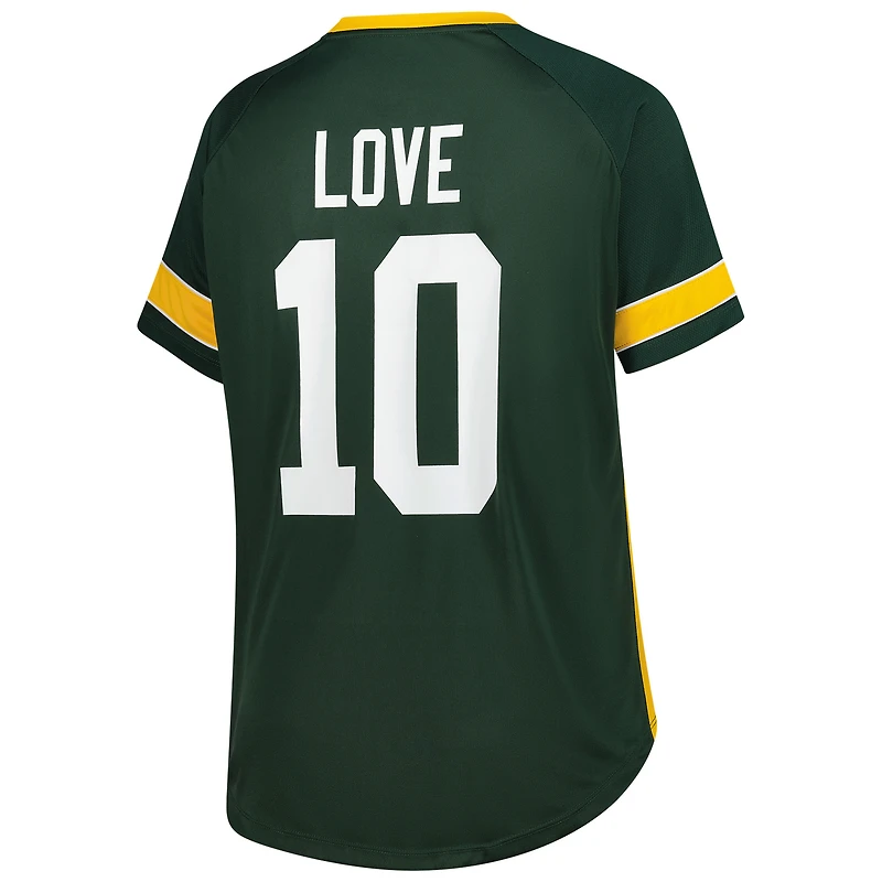 T-shirt à lacets grande taille avec nom et numéro des Packers de Green Bay Fanatics pour femmes, Jordan Love