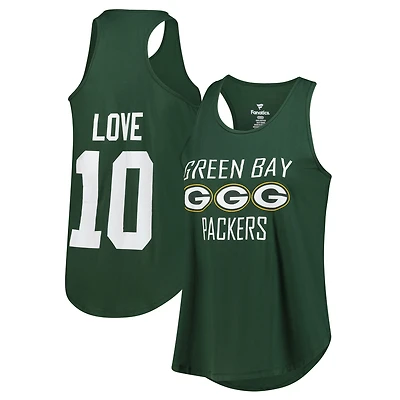 Women's Fanatics Jordan Love Green Bay Packers Plus Name & Number Tank Top
