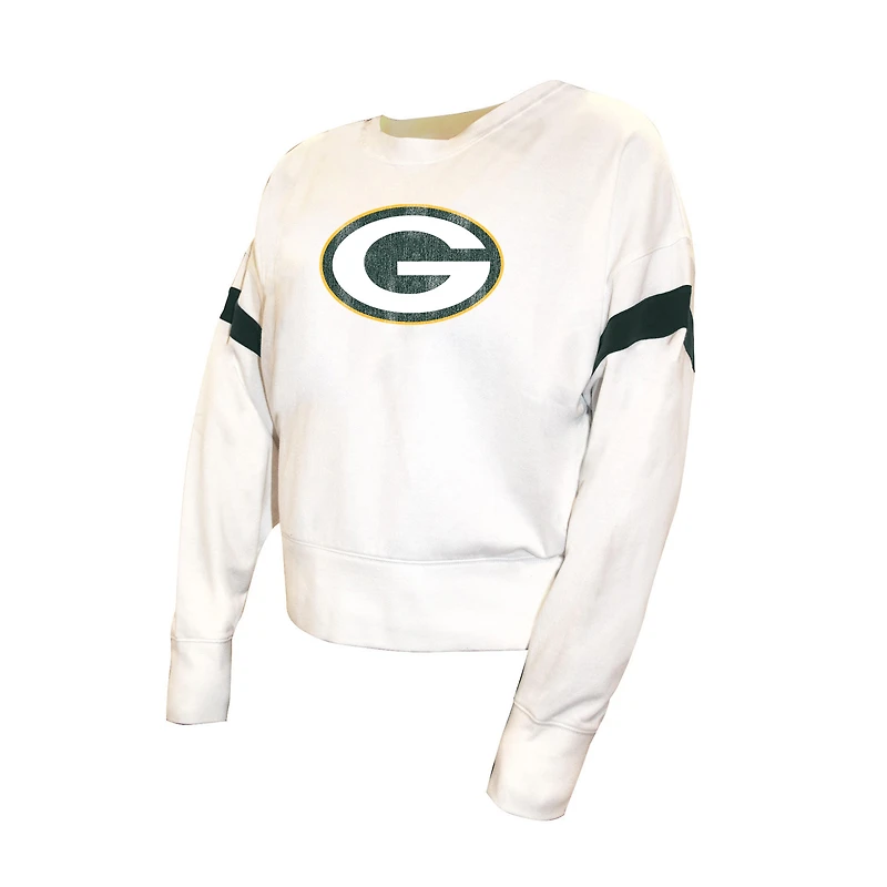 Sweat-shirt en polaire grande taille pour femmes Fanatics White Green Bay Packers