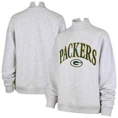 Women's '47 Heather Gray Green Bay Packers Vantage Mock Neck Pullover Sweatshirt