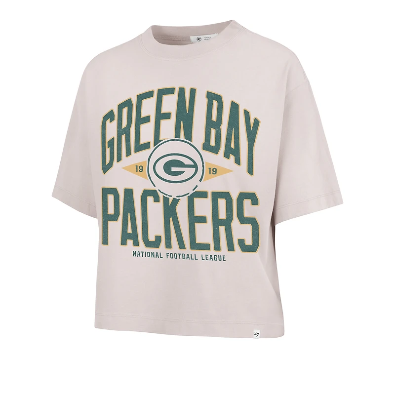 Women's '47  Sand Green Bay Packers Windthrow Ravine Cropped T-Shirt