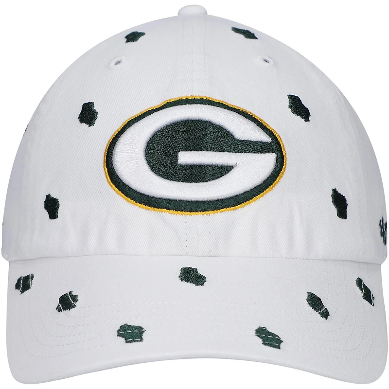 Women's '47 White Green Bay Packers Confetti Clean Up Adjustable Hat