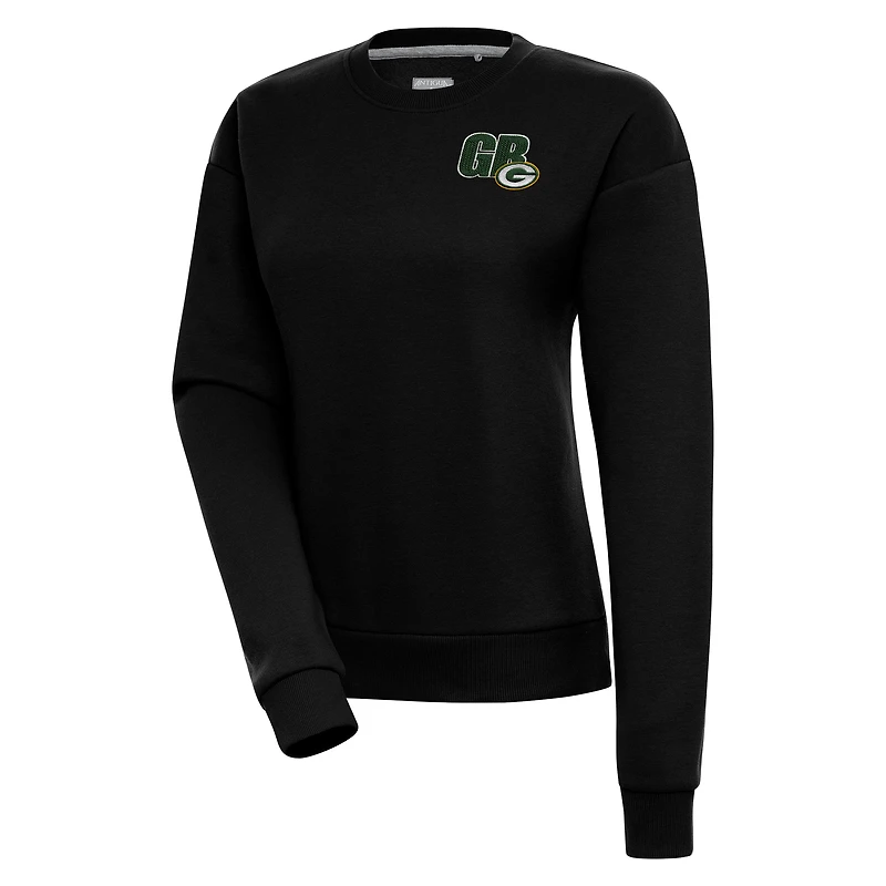 Sweat-shirt Victory pour femme Antigua Black Green Bay Packers