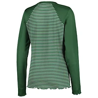 T-shirt Henley à manches longues gaufré Maverick des Packers de Green Bay pour femme, vert Antigua