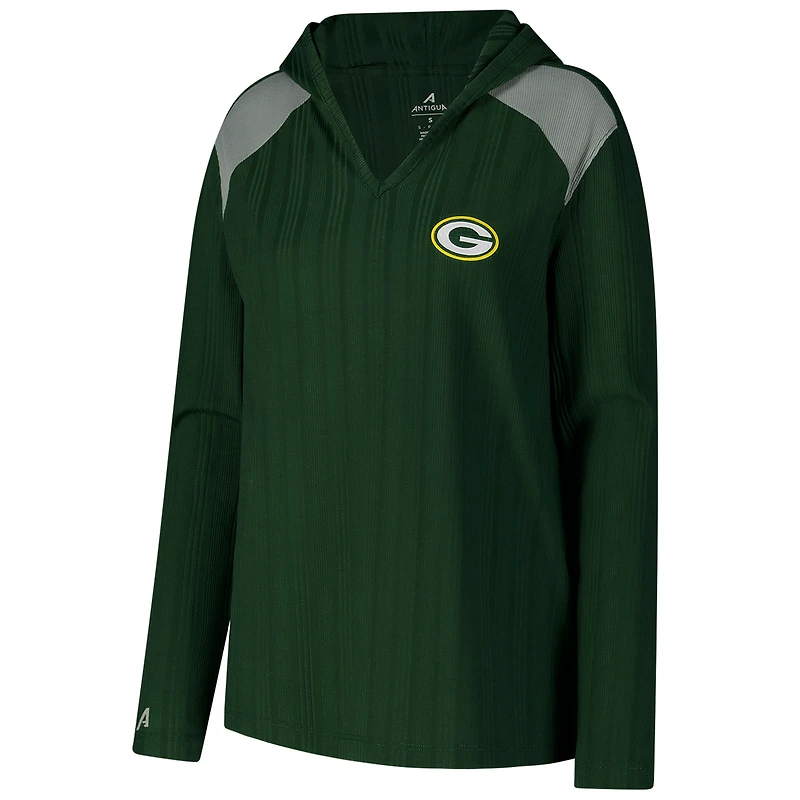 Women's Antigua Green Bay Packers Opulent Long Sleeve Hoodie T-Shirt