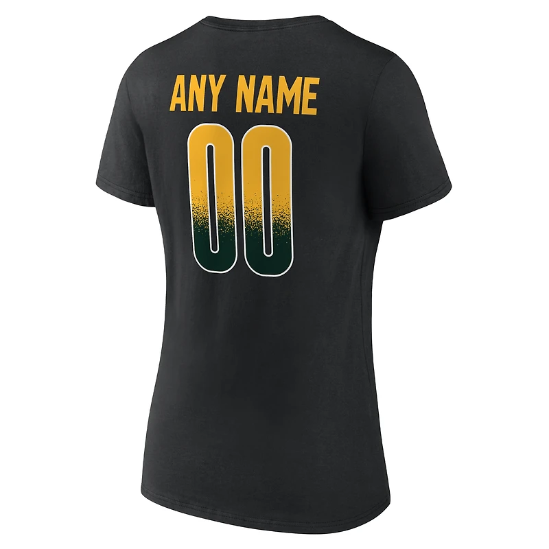 Women's Black Green Bay Packers Home Field Pop Personalized Name & Number V-Neck T-Shirt