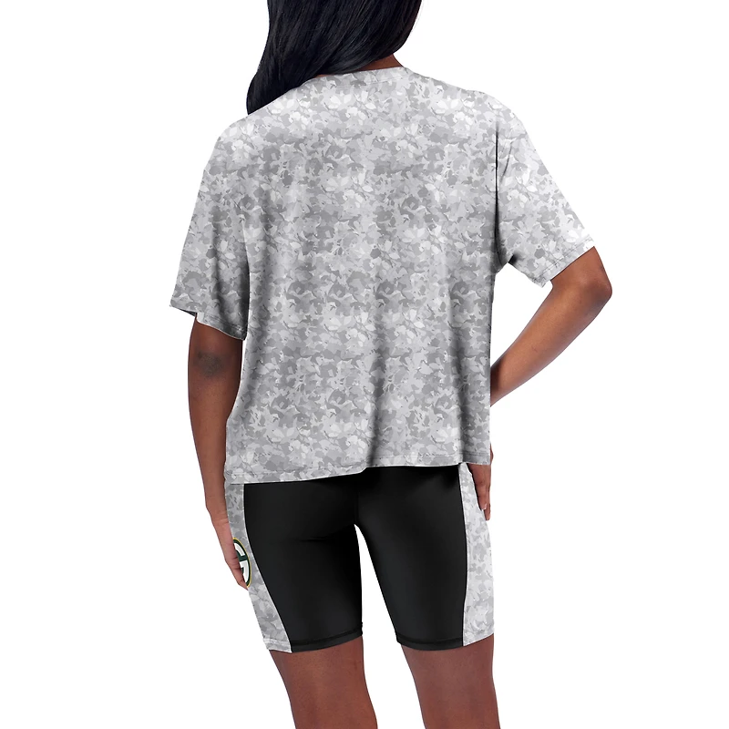 Women's Certo Gray Green Bay Packers Cropped Turnout T-Shirt