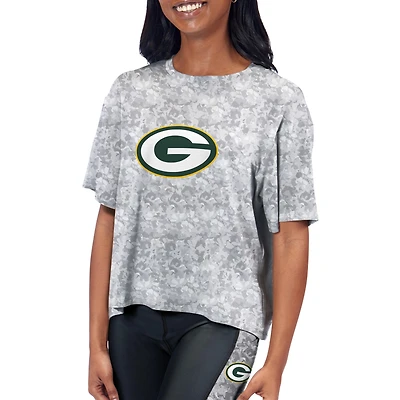 Women's Certo Gray Green Bay Packers Cropped Turnout T-Shirt