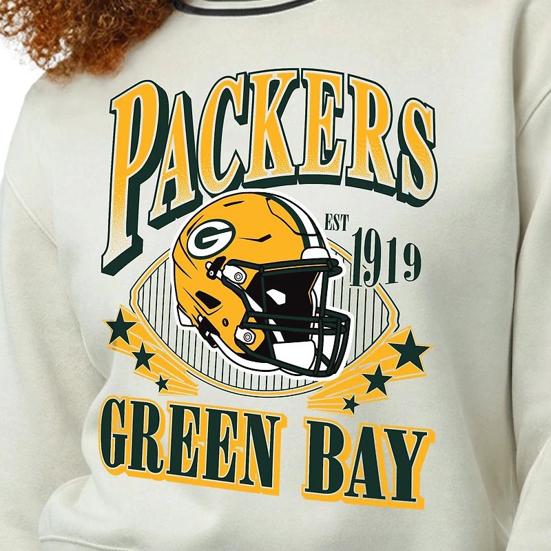 Sweat-shirt en polaire à tissage inversé crème Champion Green Bay Packers pour femme
