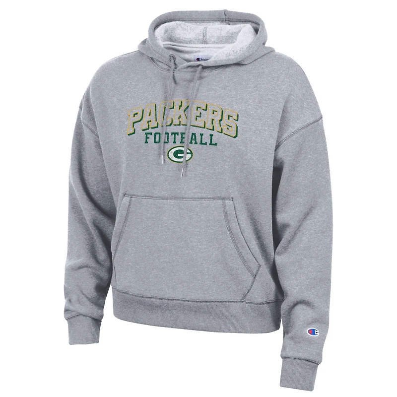 Sweat à capuche Champion Triumph Tri-Blend gris pour femme, modèle Green Bay Packers.