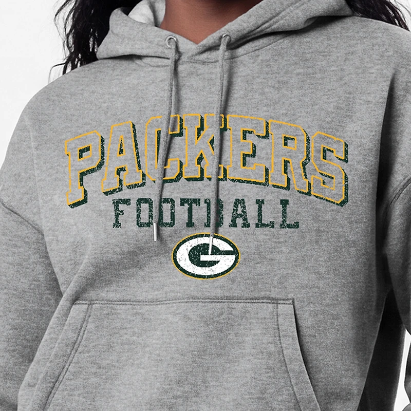 Women's Champion Gray Green Bay Packers Triumph Tri-Blend Hoodie