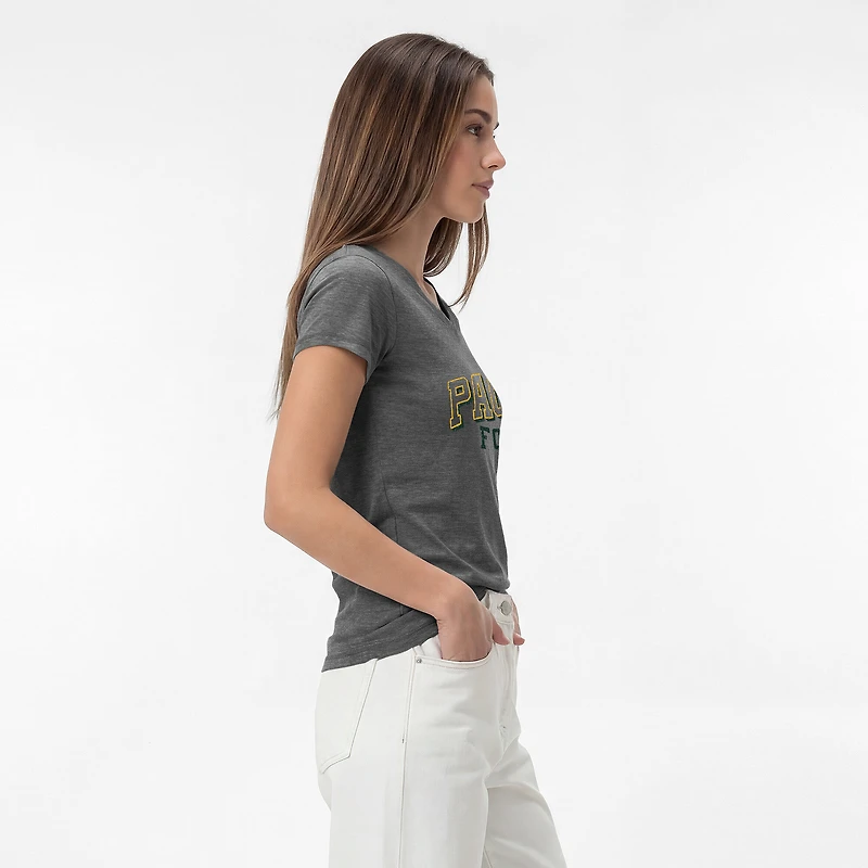 Women's Champion Gray Green Bay Packers Triumph Tri-Blend V-Neck T-Shirt