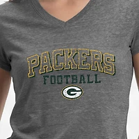 Women's Champion Gray Green Bay Packers Triumph Tri-Blend V-Neck T-Shirt