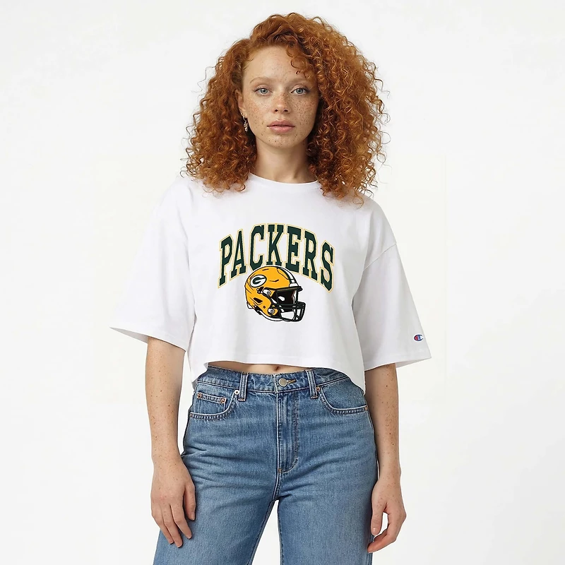 T-shirt court boyfriend blanc Champion Green Bay Packers pour femmes