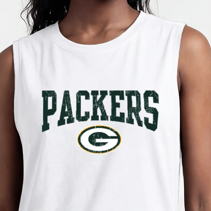 Women's Champion White Green Bay Packers Muscle Tank Top