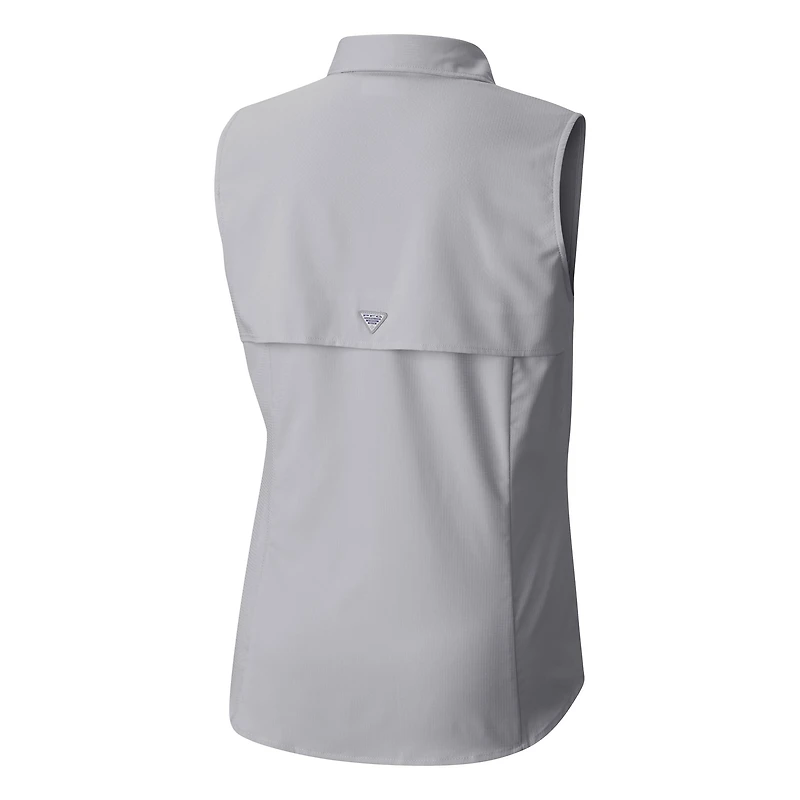 Chemise boutonnée sans manches Columbia Grey Green Bay Packers PFG Tamiami Omni-Shade pour femme