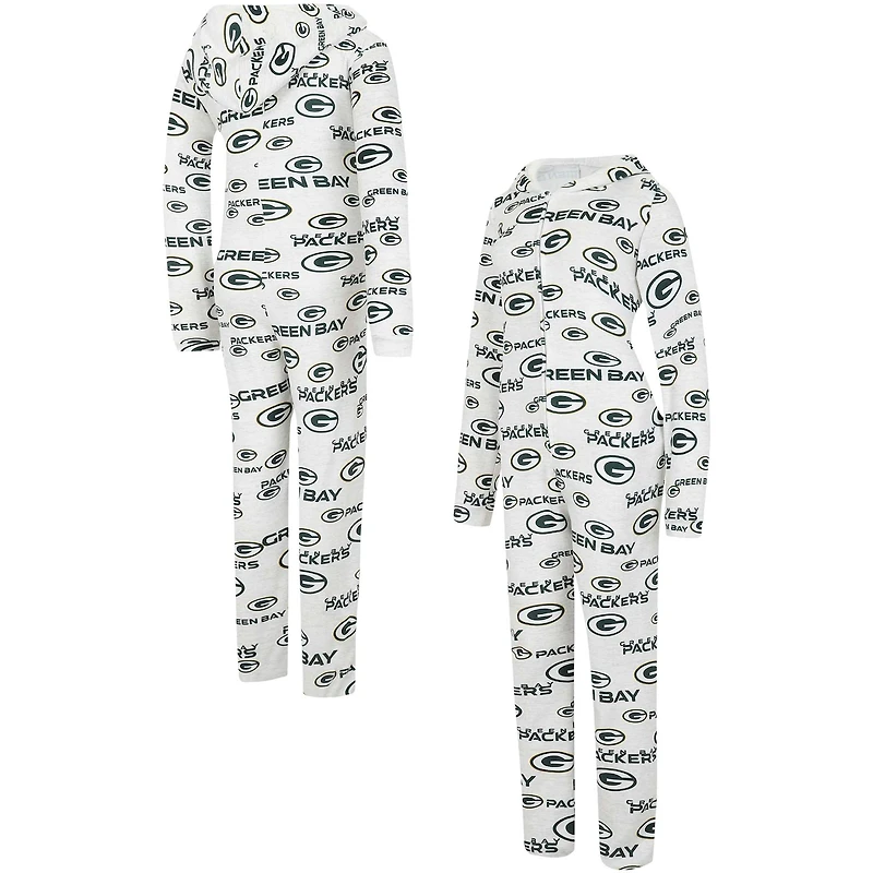 Women's Concepts Sport  Cream Green Bay Packers Docket Hoodie Full-Zip Union Suit