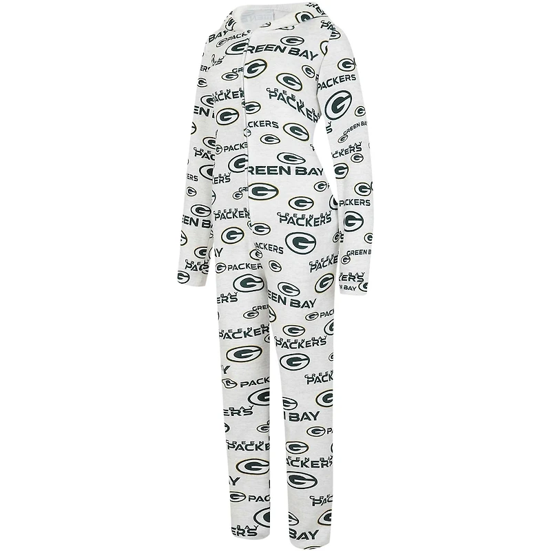 Concepts Sport pour femmes, crème, Green Bay Packers, Docket, sweat à capuche, combinaison Union entièrement zippée