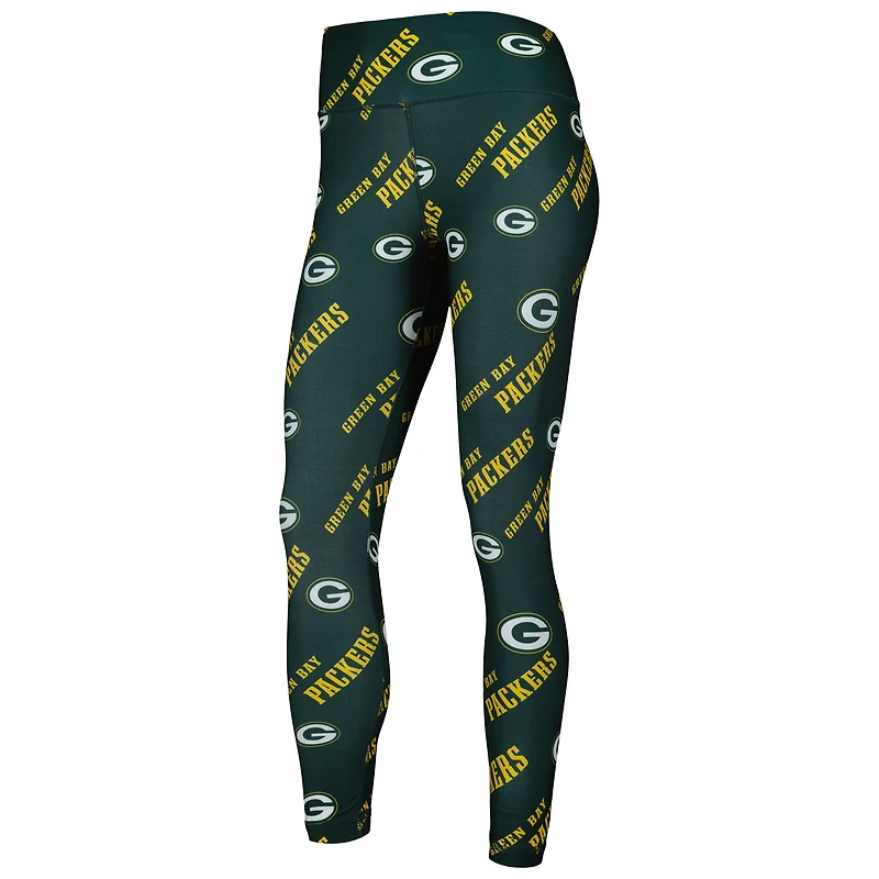 Leggings de détente à imprimé allover Breakthrough des Green Bay Packers Concepts Sport pour femmes