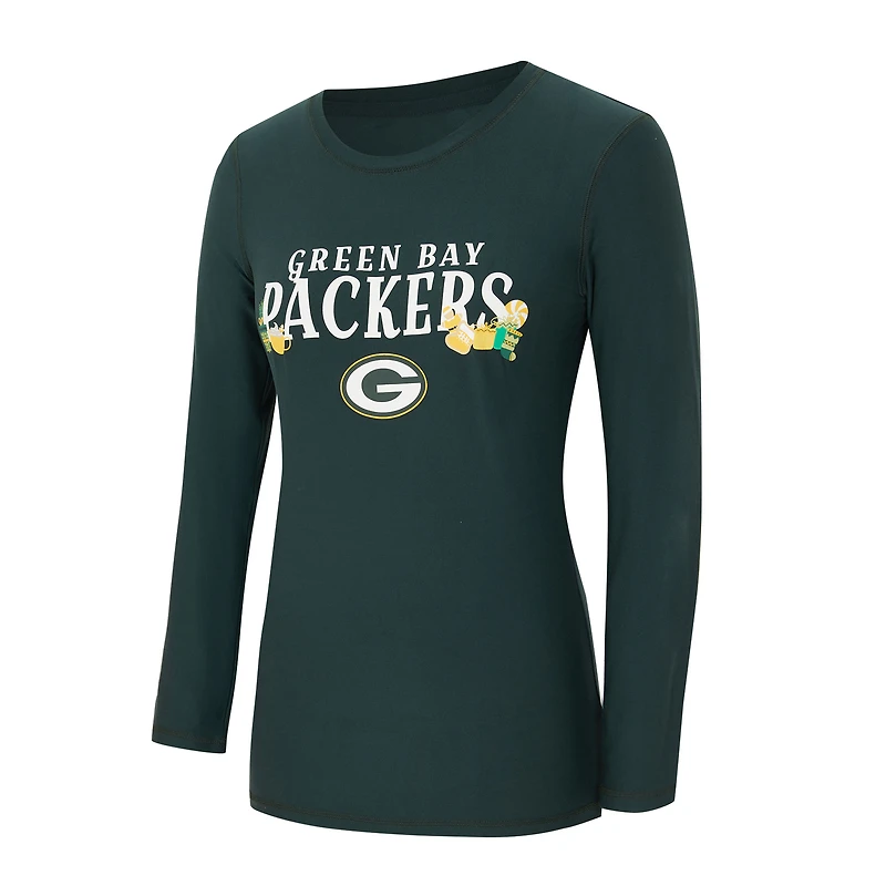 Women's Concepts Sport Green Bay Packers Chesnut Long Sleeve T-Shirt and Pant Sleep Set