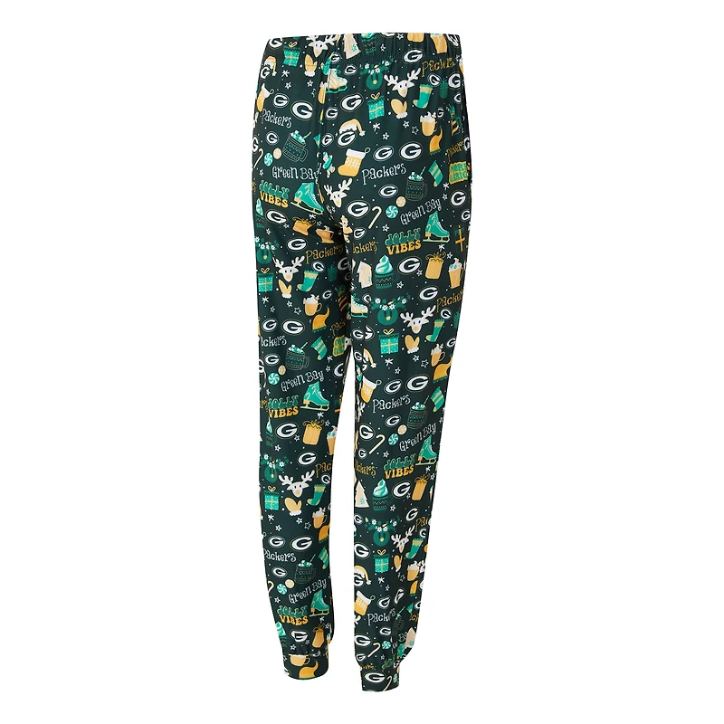 Ensemble de nuit pour femme Concepts Sport Green Bay Packers Chesnut avec t-shirt à manches longues et pantalon