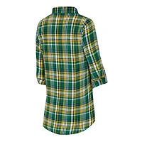 Chemise de nuit à carreaux Green Bay Packers Laney pour femme, mélange trois tissus, boutonnée sur toute la longueur, marque Concepts Sport Green.
