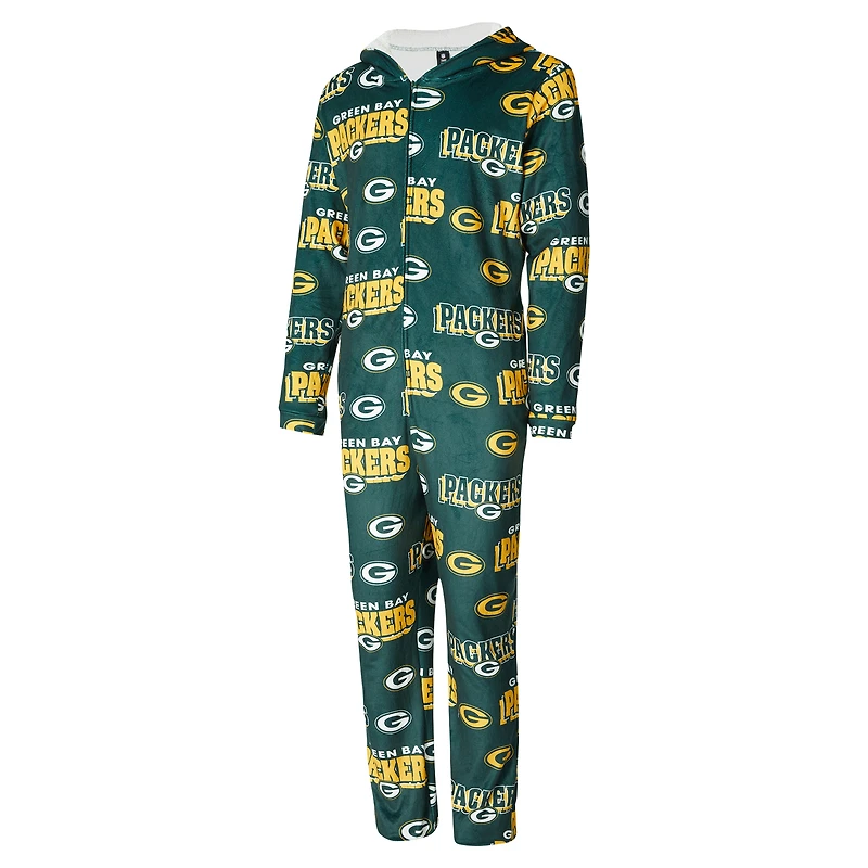 Women's Concepts Sport Green Bay Packers  Roadway Allover Print Microfleece Full-Zip Union Suit