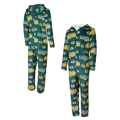 Women's Concepts Sport Green Bay Packers  Roadway Allover Print Microfleece Full-Zip Union Suit