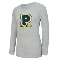 Ensemble de nuit pour femme Concepts Sport gris chiné/vert avec t-shirt à manches longues et short carreaux Regulate des Green Bay Packers