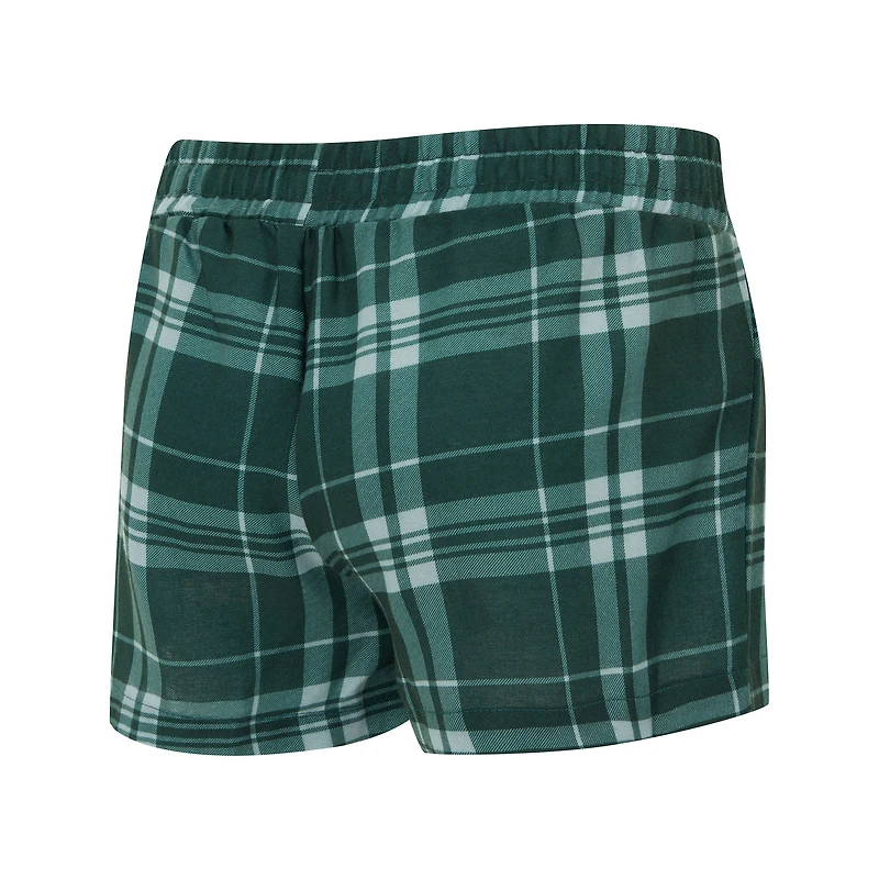 Women's Concepts Sport  Heather Gray/Green Green Bay Packers Regulate Plaid Long-Sleeve T-Shirt & Shorts Sleep Set