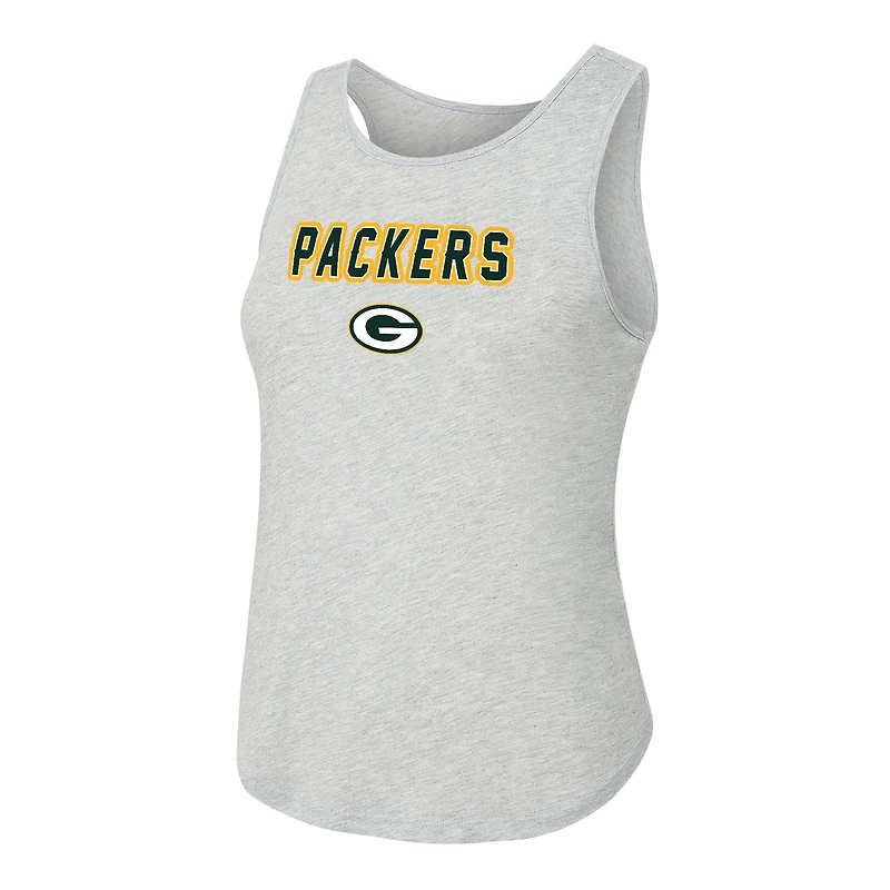 Women's Concepts Sport  Heather Gray/Green Green Bay Packers Regulate Plaid Tank Top & Pants Sleep Set