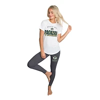 Ensemble haut à manches courtes et leggings Concepts Sport blanc/anthracite des Green Bay Packers Sonata pour femme