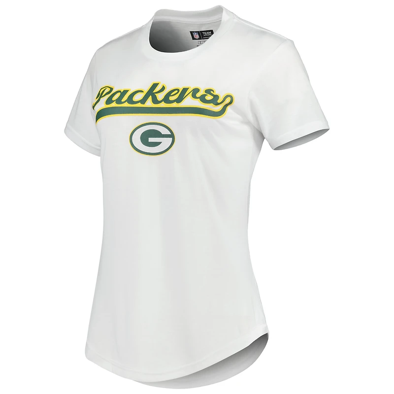 Concepts Sport White/Charcoal Green Bay Packers Sonata T-shirt et legging Ensemble de nuit