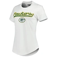 Concepts Sport White/Charcoal Green Bay Packers Sonata T-shirt et legging Ensemble de nuit